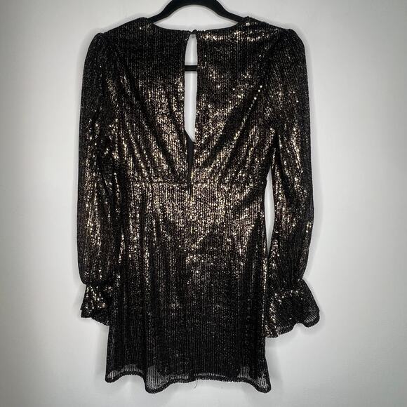 House of Harlow 1960 x Revolve Black Gold Sequin Mini Dress XS - Picture 4 of 7